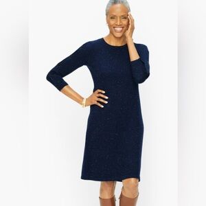 Talbots Blue Sweater A Line Dress Speckled Long Sleeves LP